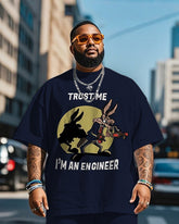 Men's Plus Size Trust Me I'm An Engineer Short Sleeve T-Shirt Shorts Suit